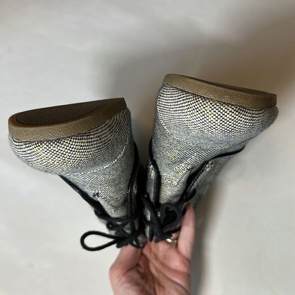 TOMS Women’s Desert Wedge Linen-Like Metallic Ankle Booties Cream/Gray Size 8.5 - Picture 10 of 13